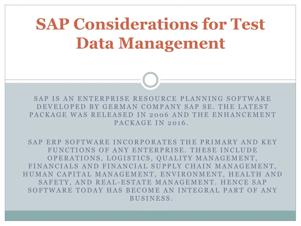 sap considerations for test data management