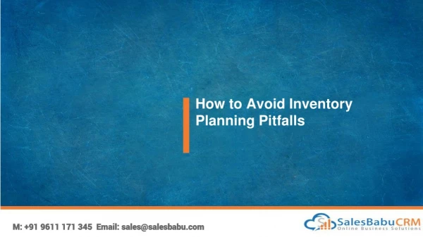 How to Avoid Inventory Planning Pitfalls