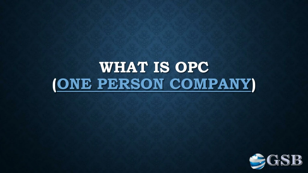 what is opc one person company