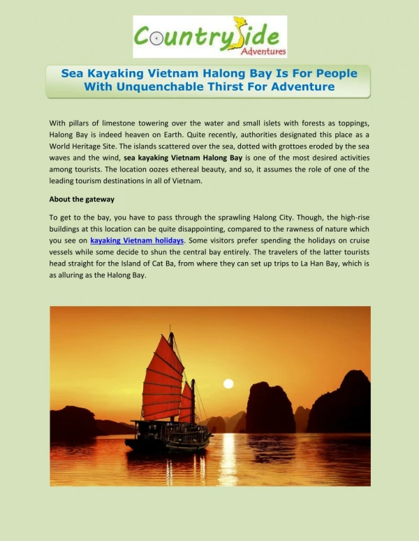 Sea Kayaking Vietnam Halong Bay Is For People With Unquenchable Thirst For Adventure