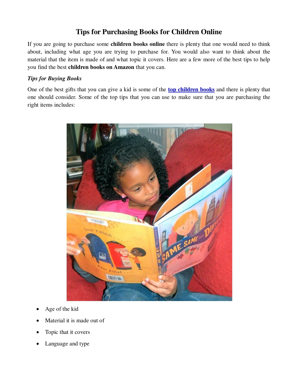 tips for purchasing books for children online