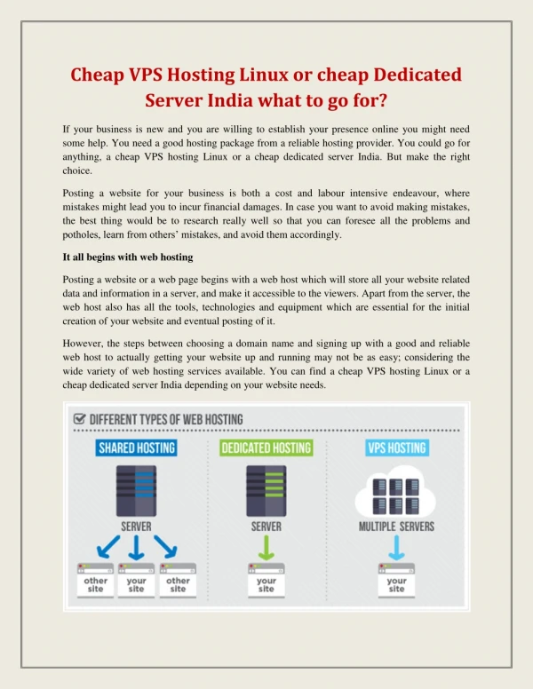 Cheap VPS hosting Linux or cheap Dedicated Server India what to go for?