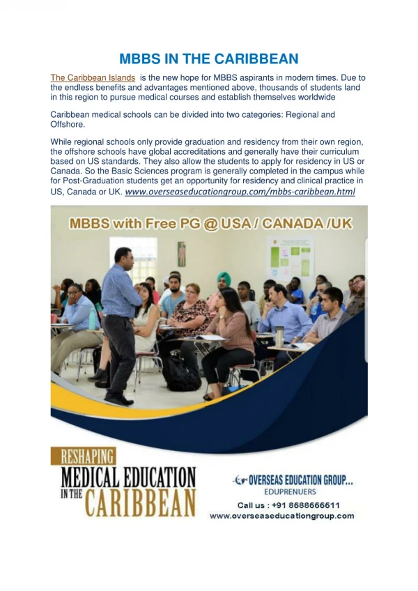 MBBS in Caribbean |Overseas Education Group