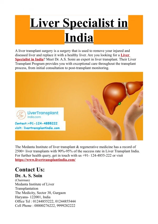 Liver Specialist in India