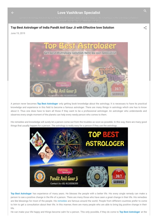 Indian top Specialist Top Best Astrologer Anil Gaur Ji