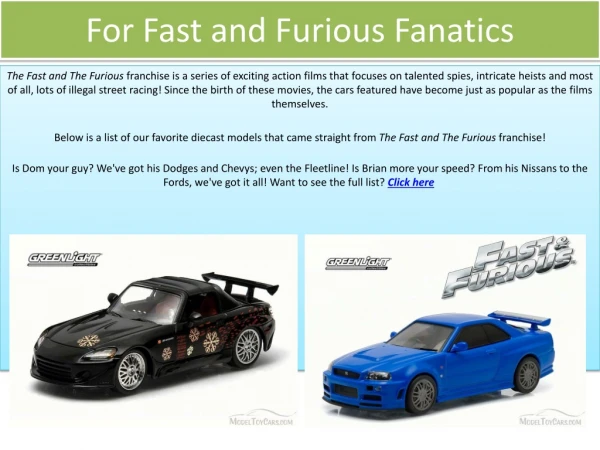 For Fast And Furious Diecast Cars