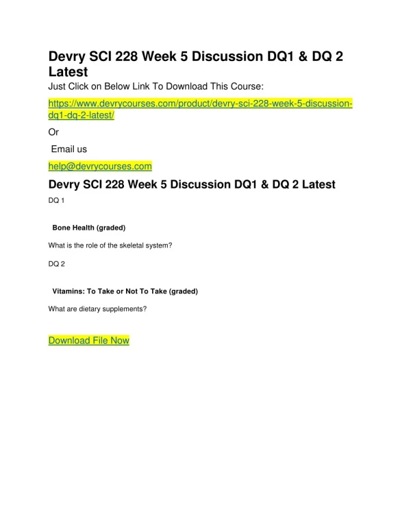 Devry SCI 228 Week 5 Discussion DQ1 & DQ 2 Latest