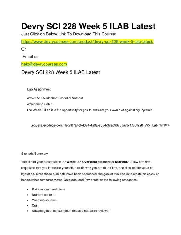 Devry SCI 228 Week 5 ILAB Latest