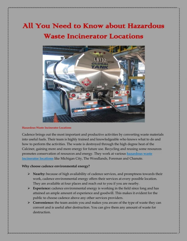 All You Need to Know about Hazardous Waste Incinerator Locations