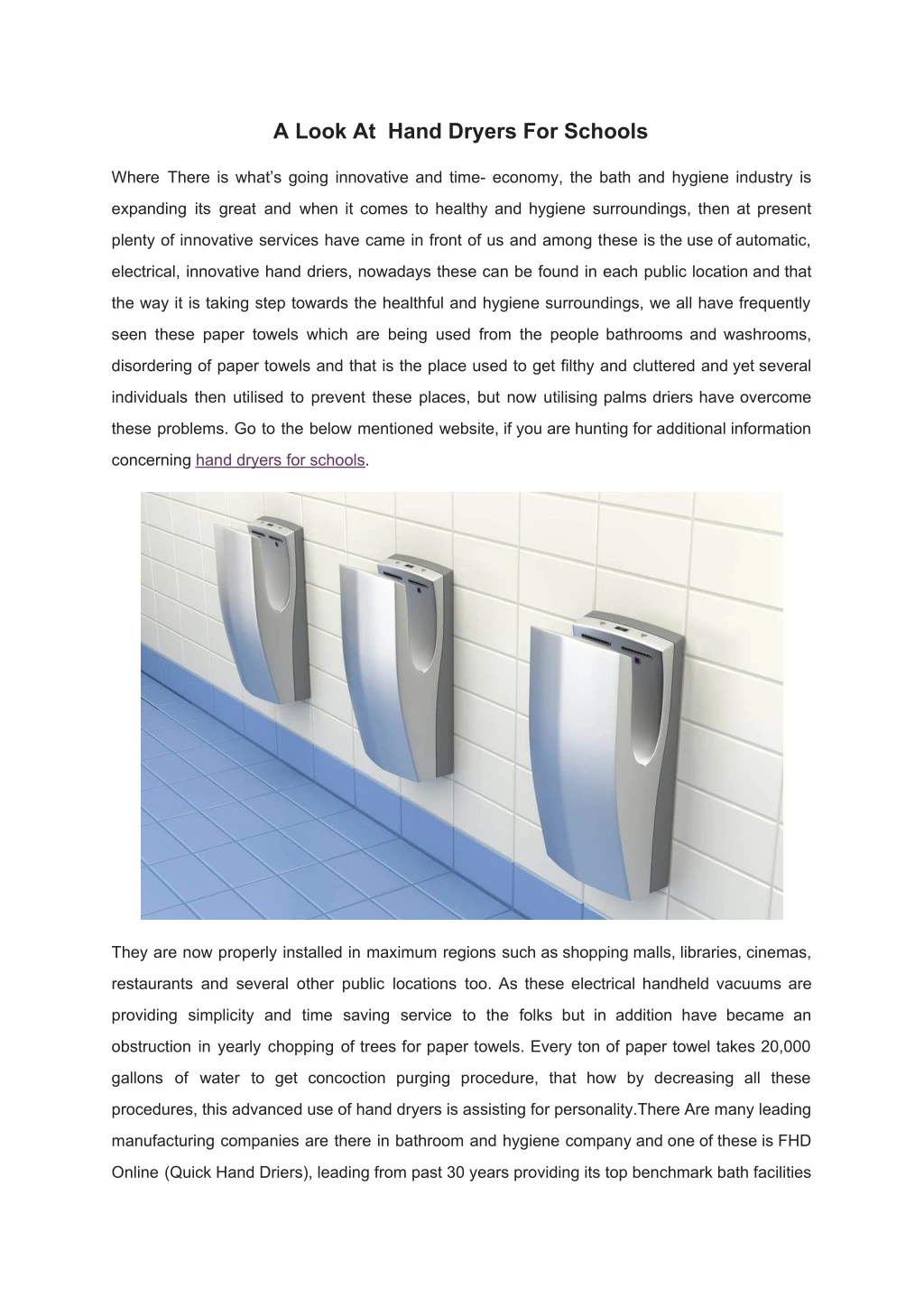 a look at hand dryers for schools