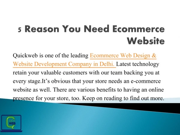 5 Reason you need e-commerce web design website
