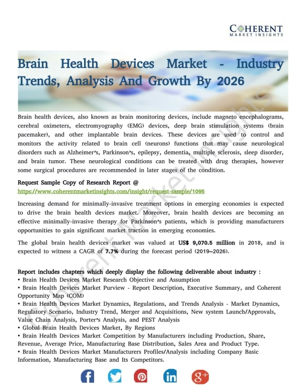 Brain Health Devices Market - Industry Trends, Analysis And Growth By 2026