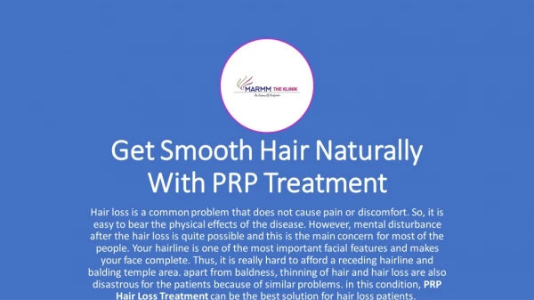 Get Smooth Hair Naturally With PRP Treatment