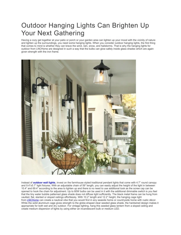 Outdoor Hanging Lights Can Brighten Up Your Next Gathering