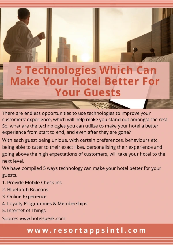 5 Technologies Which Can Make Your Hotel Better For Your Guests