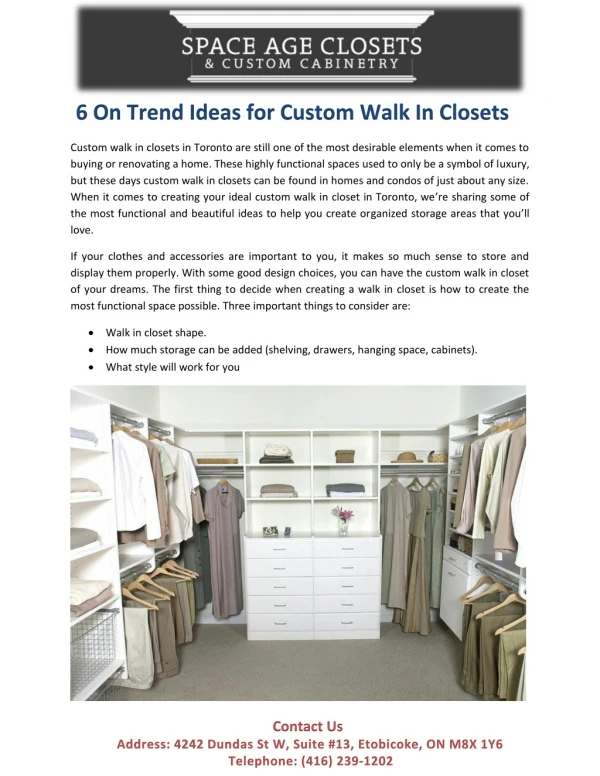 6 On Trend Ideas for Custom Walk In Closets