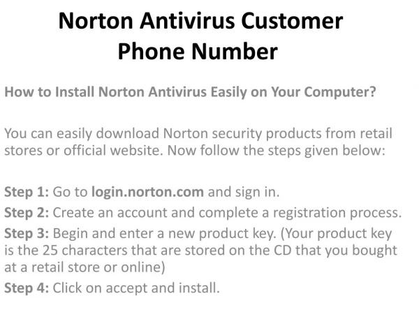 Norton Antivirus Customer Phone Number