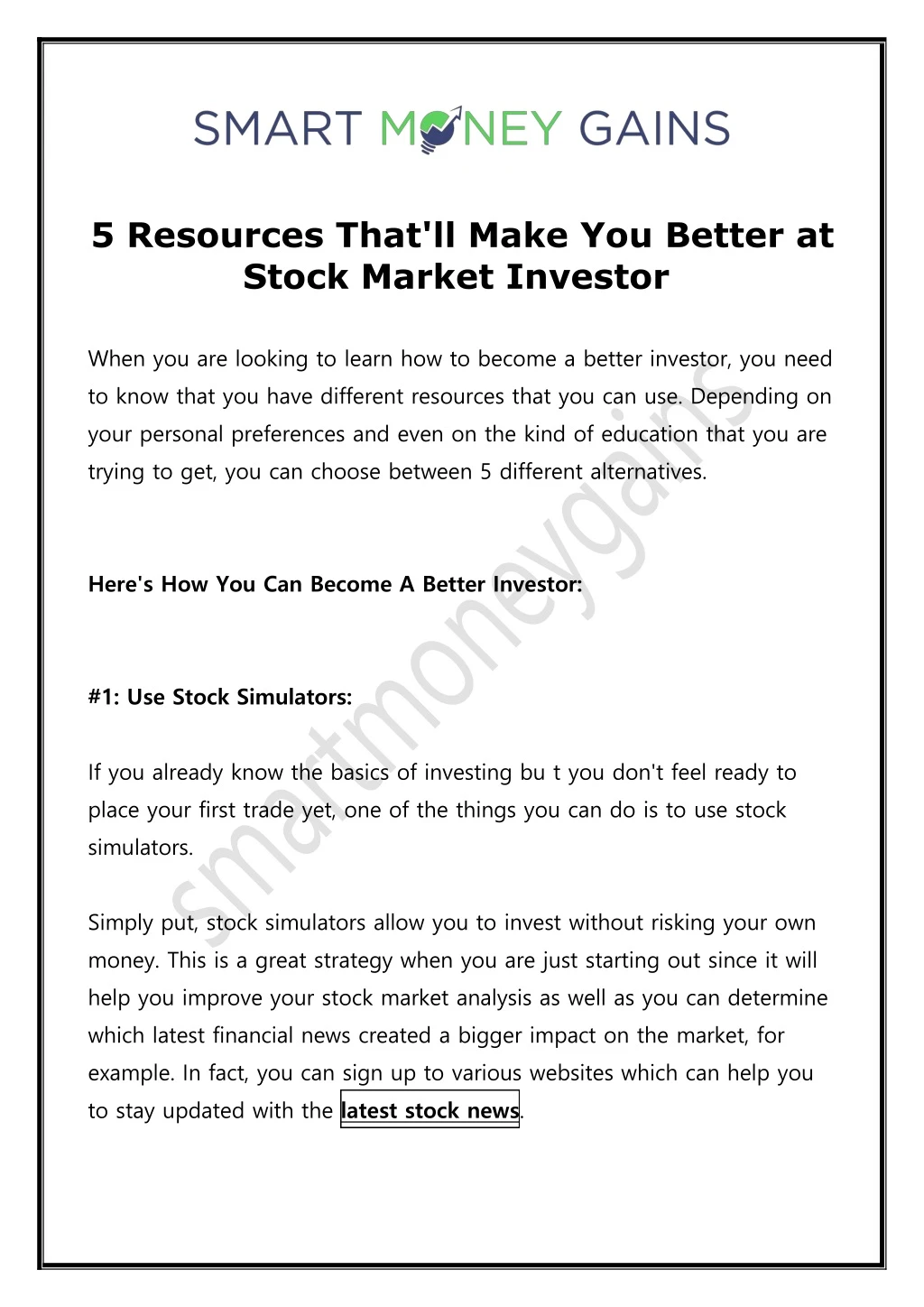 5 resources that ll make you better at stock