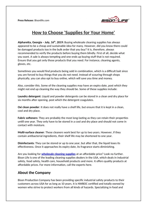 How to Choose 'Supplies for Your Home'