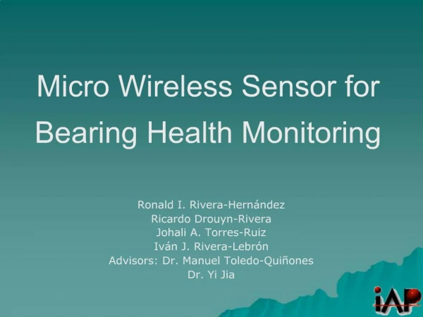 Micro Wireless Sensor for Bearing Health Monitoring