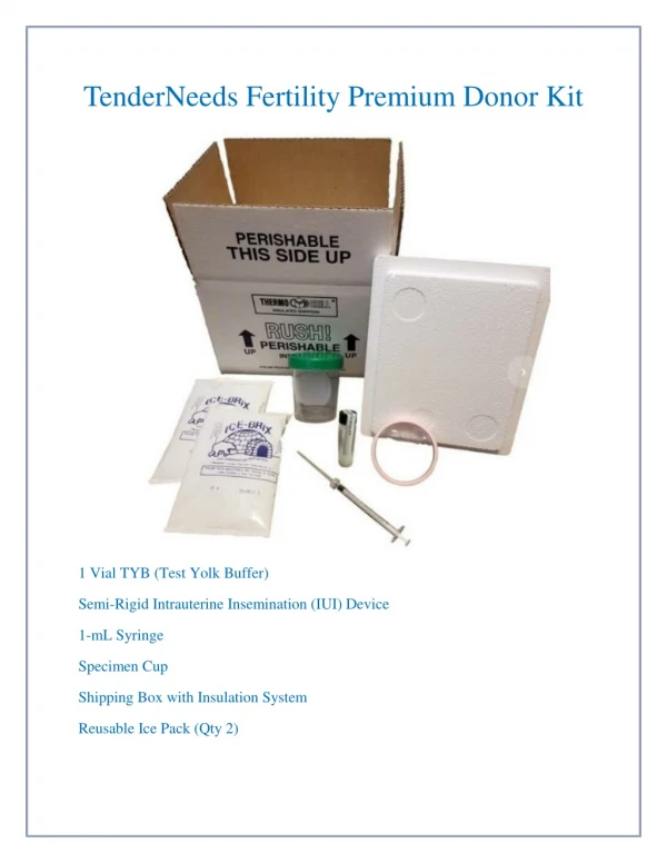 TenderNeeds Fertility Premium Donor Kit