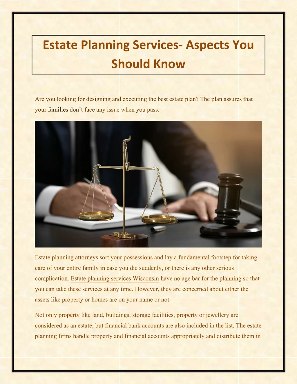 estate planning services aspects you should know
