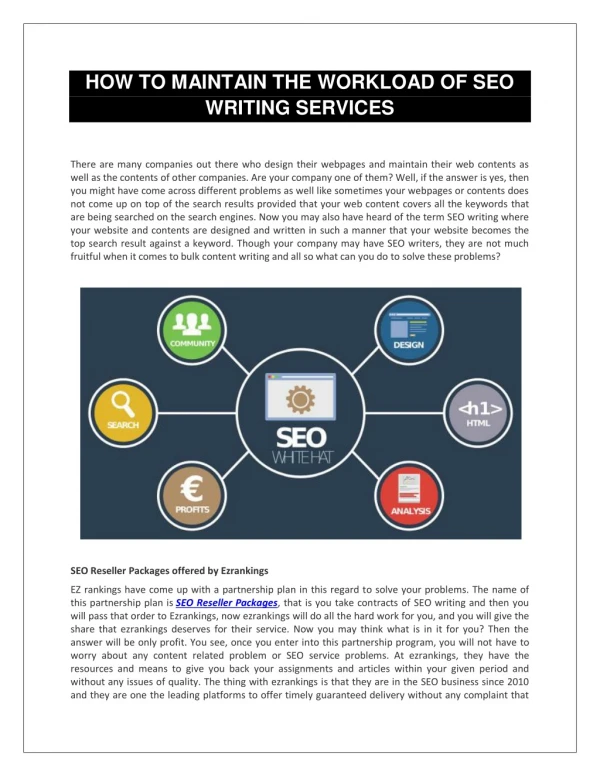 HOW TO MAINTAIN THE WORKLOAD OF SEO WRITING SERVICES