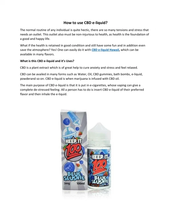 How to use CBD e-liquid?