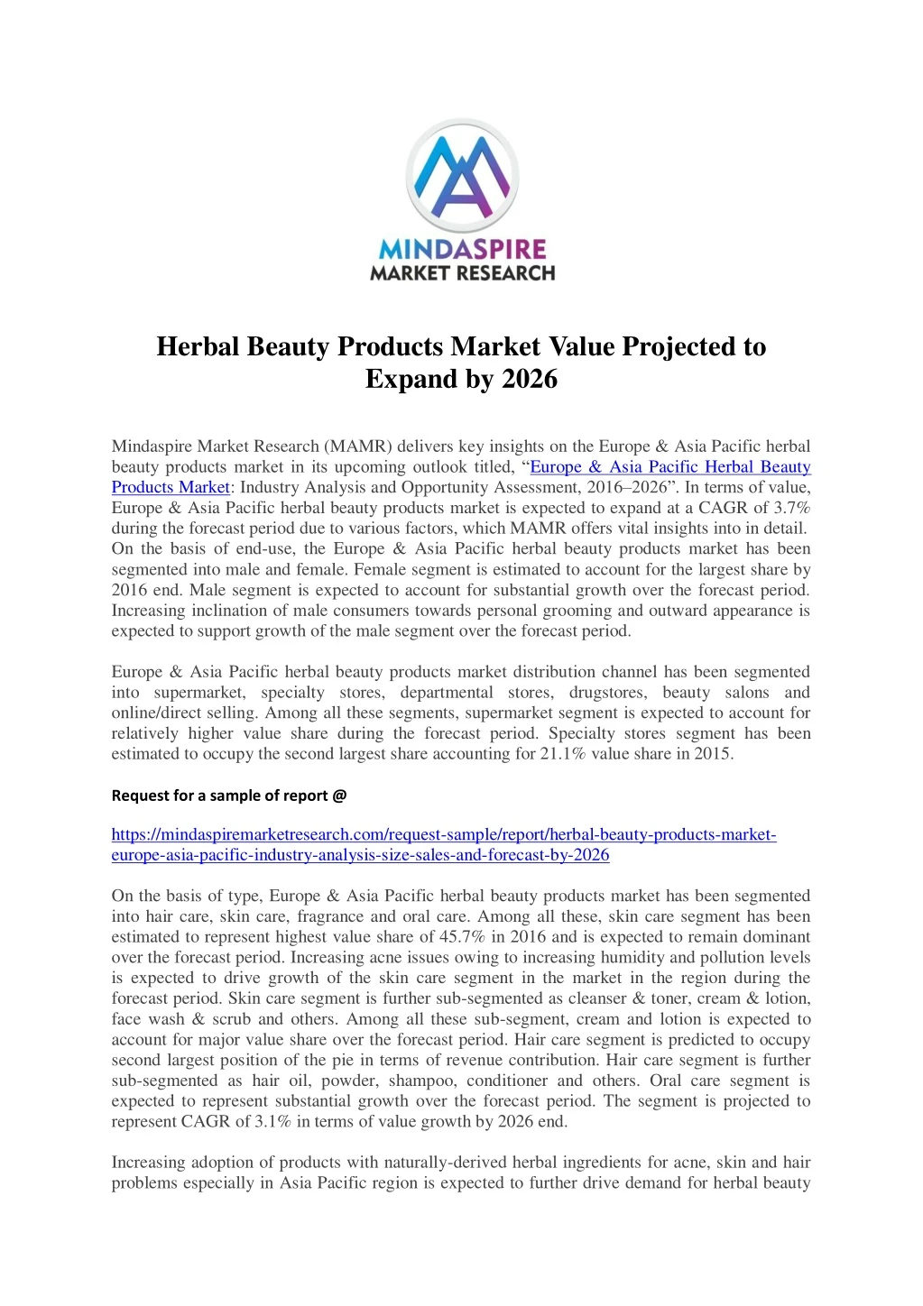 herbal beauty products market value projected