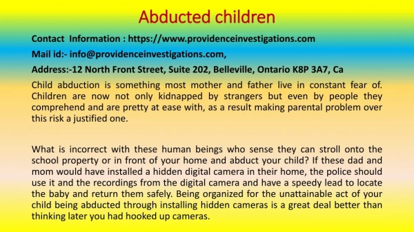 Interesting Facts I Bet You Never Knew About abducted children