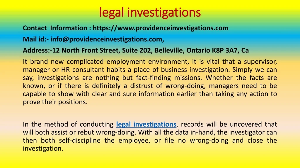 legal investigations