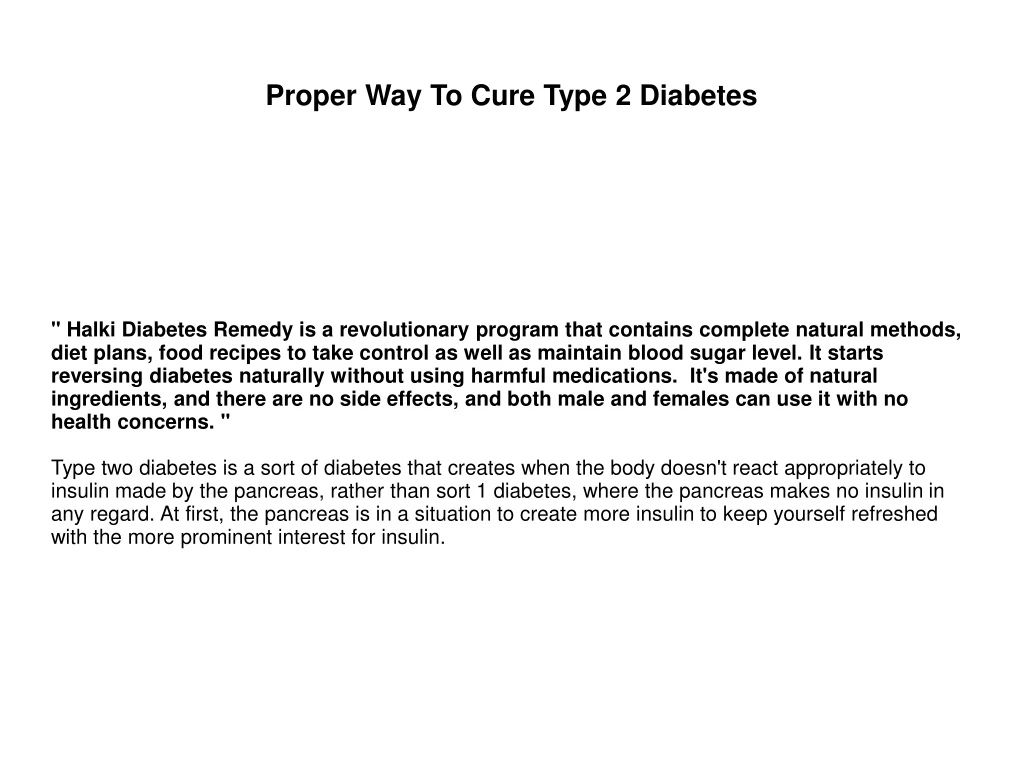 proper way to cure type 2 diabetes