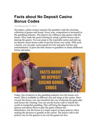 Facts about No Deposit Casino Bonus Codes