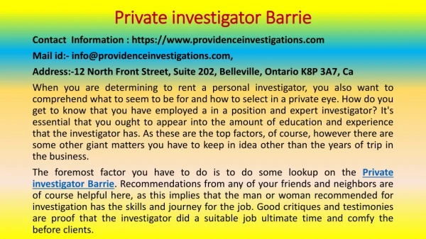 What Everyone Must Know about Private investigator Barrie