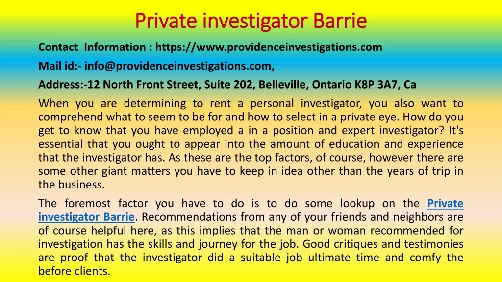private investigator barrie