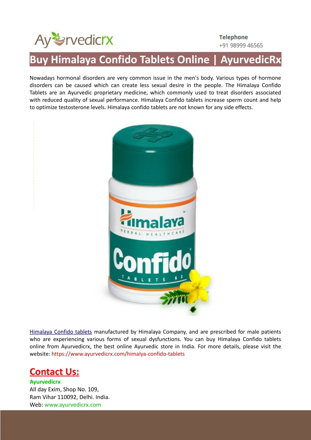 buy himalaya confido tablets online ayurvedicrx