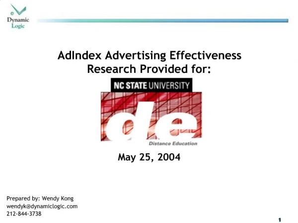 AdIndex Advertising Effectiveness Research Provided for: May 25, 2004