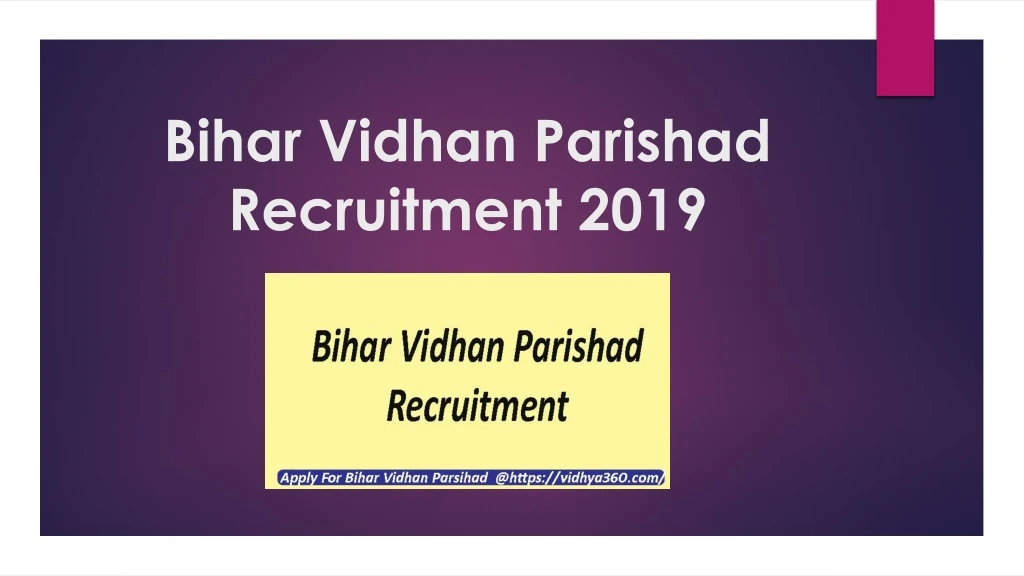 bihar vidhan parishad recruitment 2019