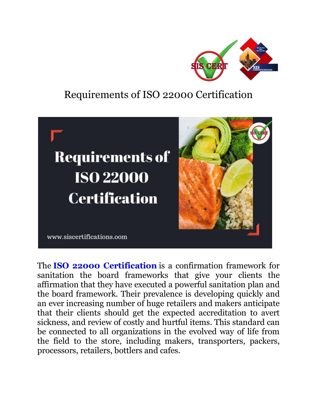 requirements of iso 22000 certification