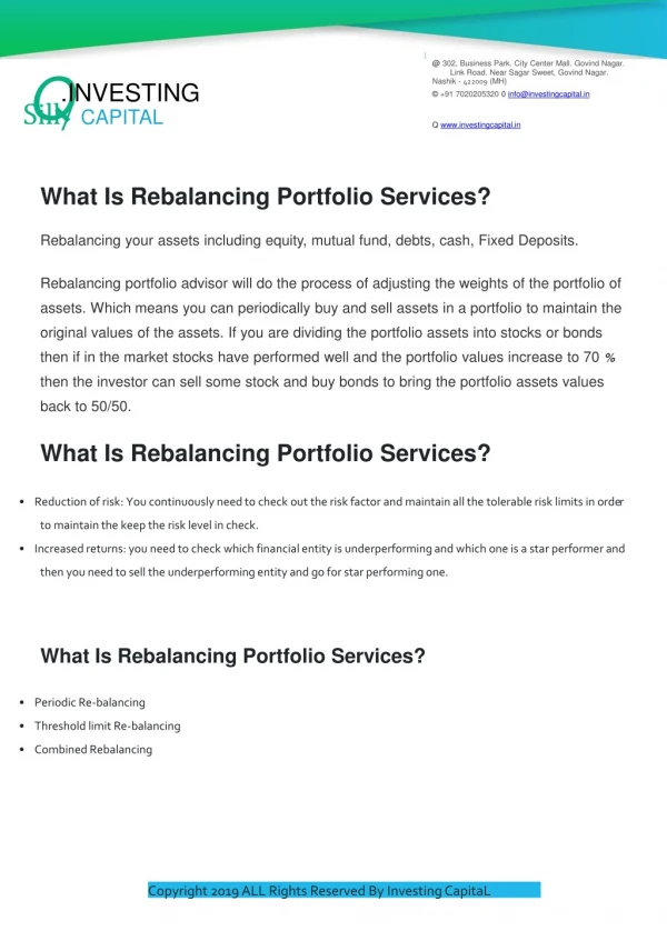 What Is Rebalancing Portfolio Services?