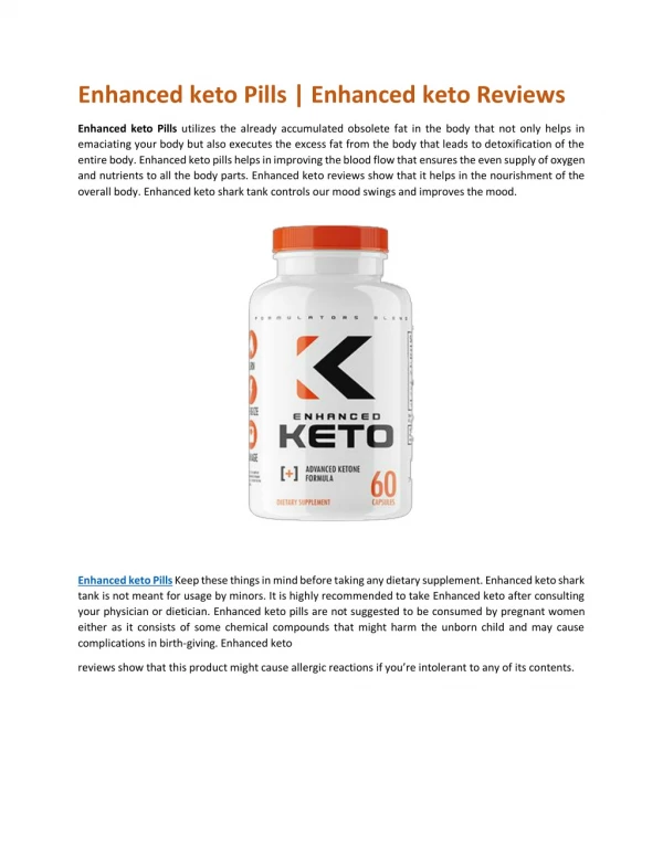 Enhanced keto Pills | Enhanced keto Reviews