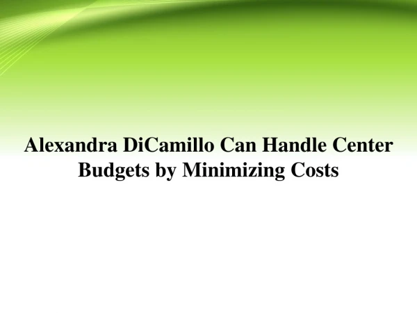 Alexandra DiCamillo Can Handle Center Budgets by Minimizing Costs