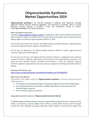 Oligonucleotide Synthesis Market Opportunities 2024 - slide 1