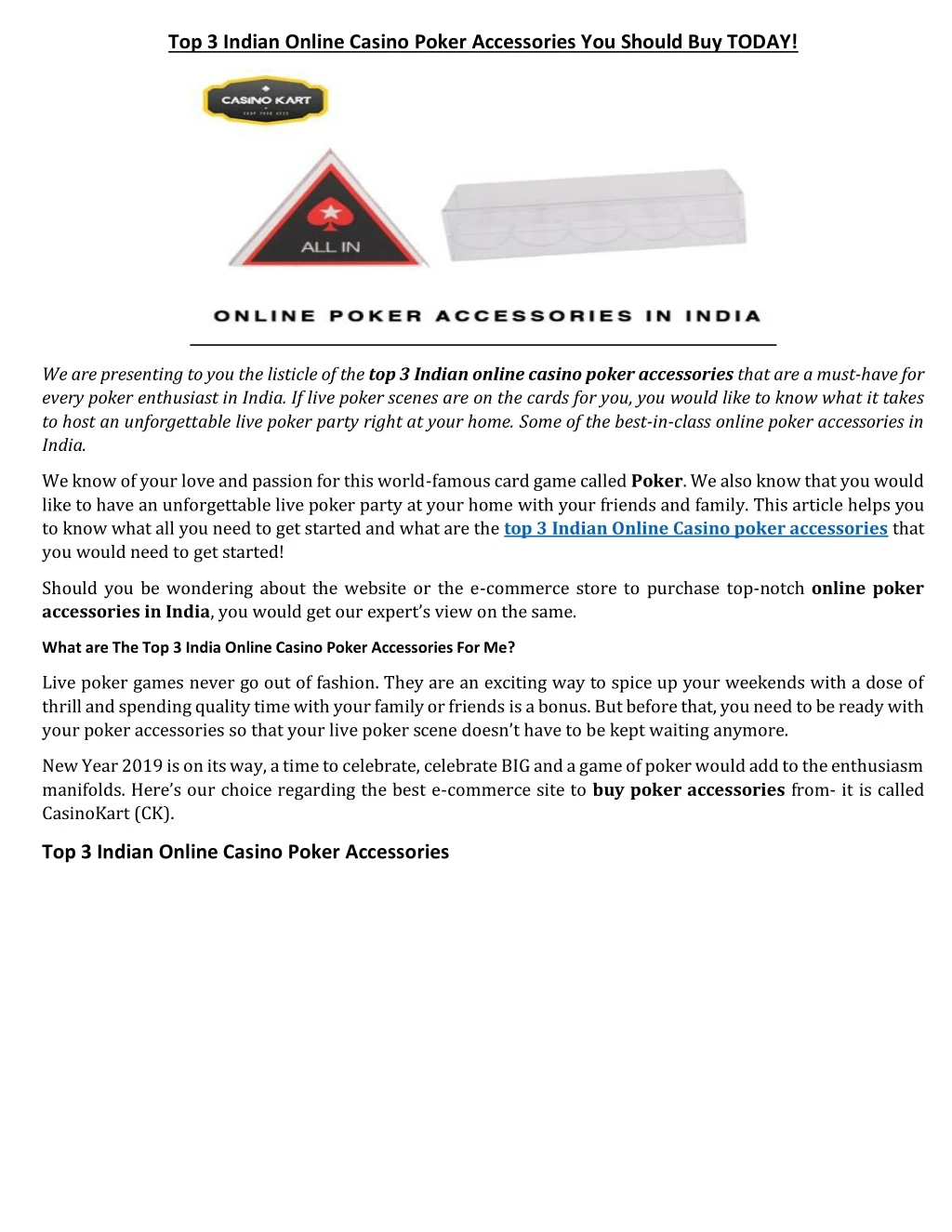 top 3 indian online casino poker accessories