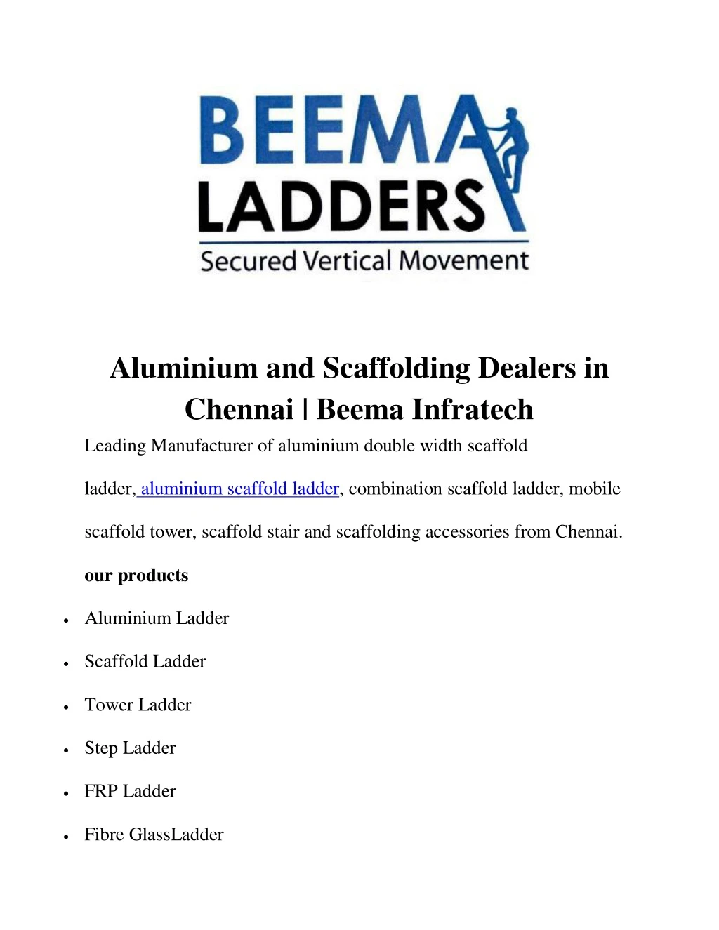 aluminium and scaffolding dealers in chennai