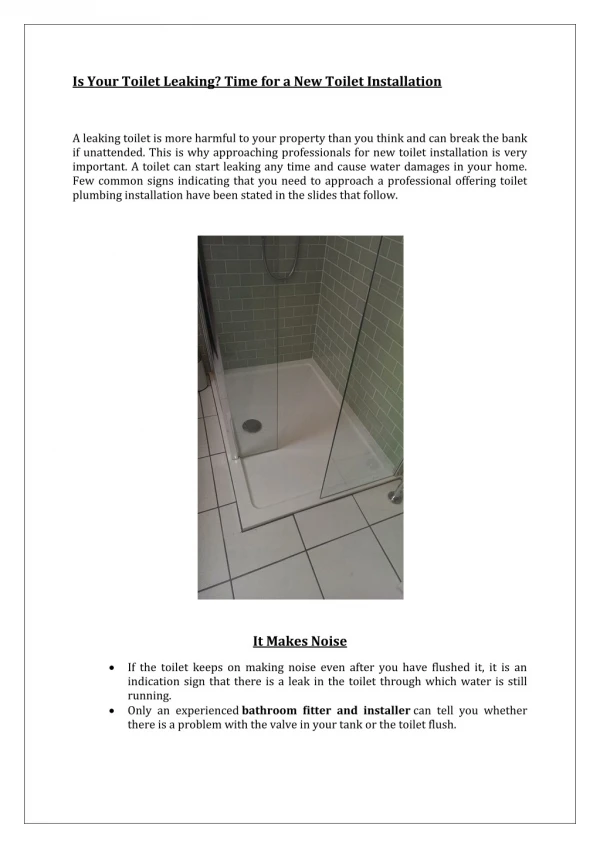 Is Your Toilet Leaking? Time for a New Toilet Installation