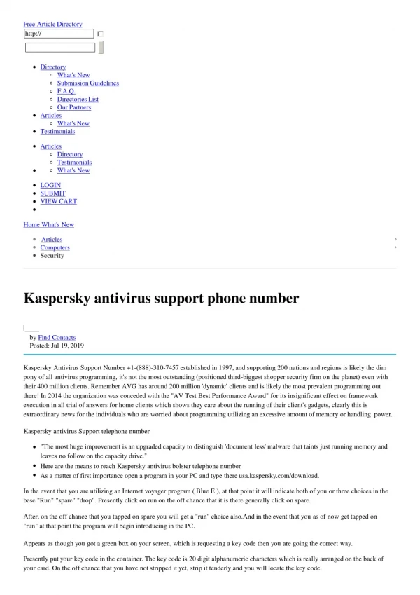 kaspersky Antivirus Support Number 1(888) 310-7457