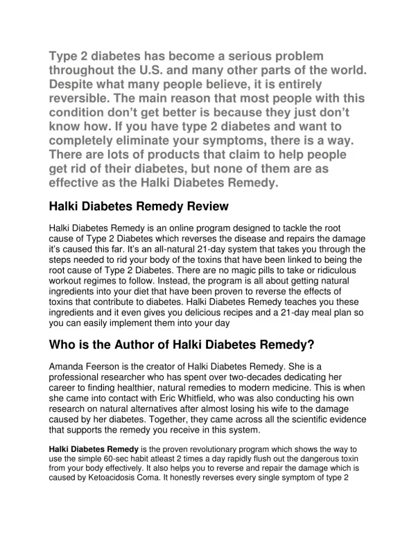 Halki Diabetes Remedy Review