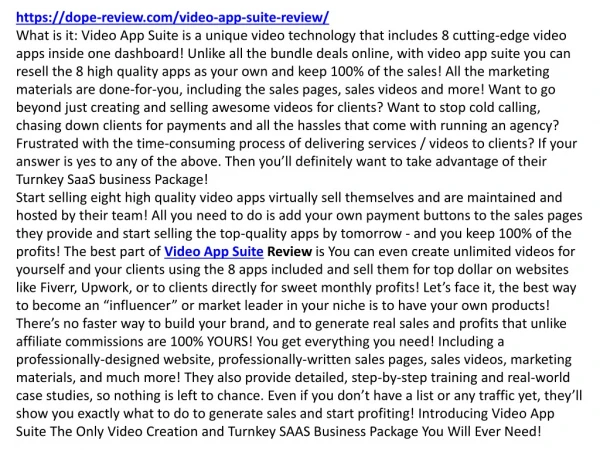 Video App Suite Review and huges bonuses