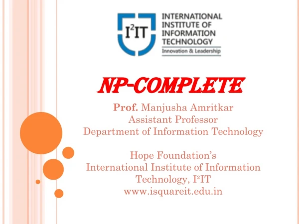 NP-COMPLETE - Department of Information Technology